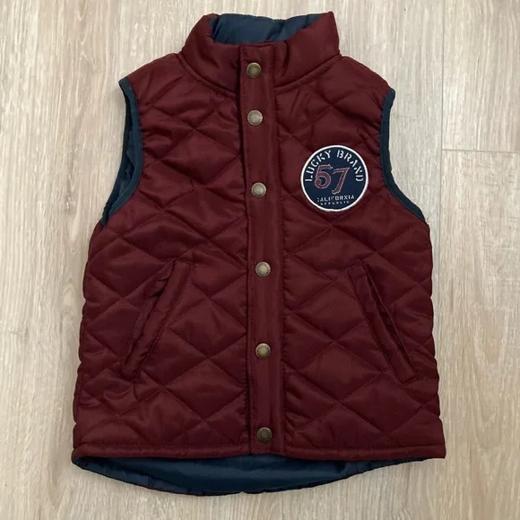 Lucky Brand Kids Quilted Burgundy Vest - 4T - Picture 1 of 5